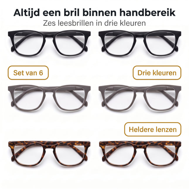 Cheqo Leesbrillen Set van 6 - Heren