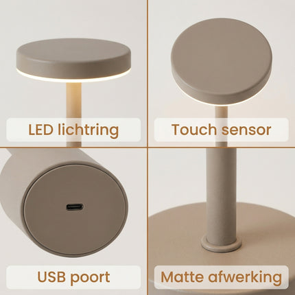Cheqo® Tafellamp Taupe - Detail Split