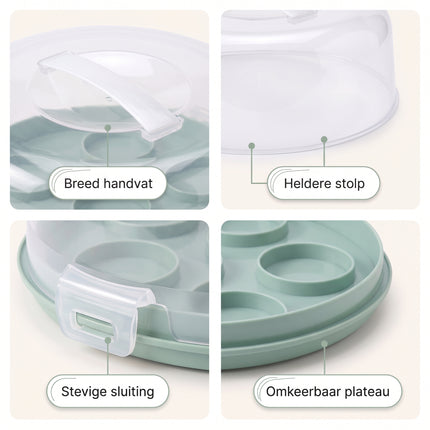 Cheqo® Taartplateau 2-in-1 - Taartstolp - Cupcakehouder - Detail Split