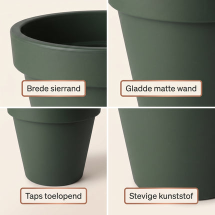 Cheqo® Bloempot Rond 40 cm Donkergroen - Detail Split