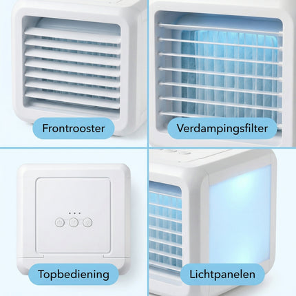 Cheqo Mini Aircooler - Luchtkoeler - Ventilator - Mini Airco - Tafelventilator - Bureau Ventilator - Luchtbevochtiger - Mobiele Airco - Detail Split