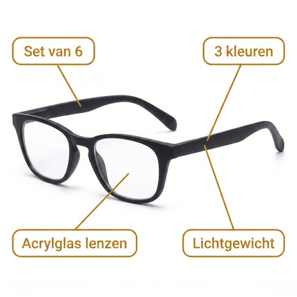 Cheqo Leesbrillen Set van 6 - Heren