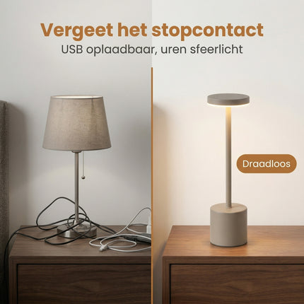 Cheqo® Tafellamp Taupe - Bezwaarkiller