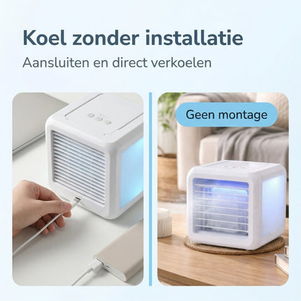 Cheqo Mini Aircooler - Luchtkoeler - Ventilator - Mini Airco - Tafelventilator - Bureau Ventilator - Luchtbevochtiger - Mobiele Airco - Bezwaarkiller
