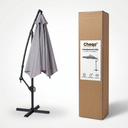 Cheqo® Zweefparasol Grijs - Verpakking