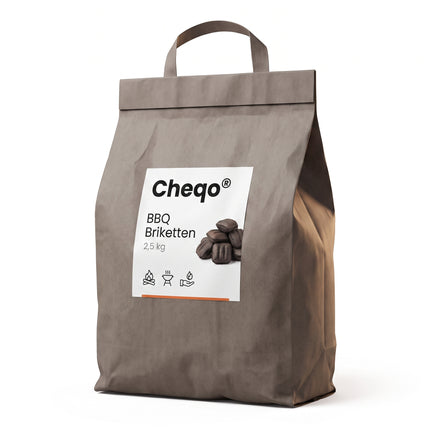 Cheqo® Houtskool Briketten 2,5 kg - Houtskoolbriketten - BBQ Briketten - Barbecue Briketten - Briketten - BBQ Houtskool - Barbecue Houtskool - Houtskool - BBQ Kolen - Barbecue Kolen - voor Grillen - voor Kamado - voor Houtskoolbarbecue - Verpakking (oude v0)