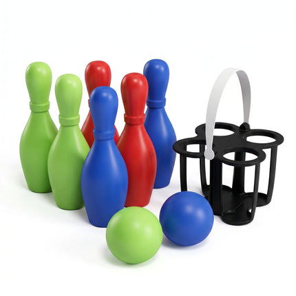Cheqo® Kegelset 8-Delig - Bowlingset voor Kinderen - Kegelspel met Kegels en Bal - Bowling Speelgoed - Bowlen Binnen en Buiten - Buitenspeelgoed - Kleurrijke Kunststof Kegels - Speelset - Junior Bowlingspel - Speelgoed vanaf 3 Jaar