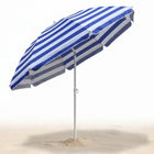 Cheqo® Strandparasol Blauw/Wit Gestreept - Knikbare en Kantelbare Parasol - Tuinparasol Verstelbaar in Hoogte - Parasol met Draagtas - UV Werende Zonwering voor Strand, Tuin, Balkon en Camping