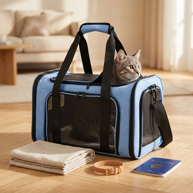 Cheqo® Draagtas Hond en Kat Blauw - Hero