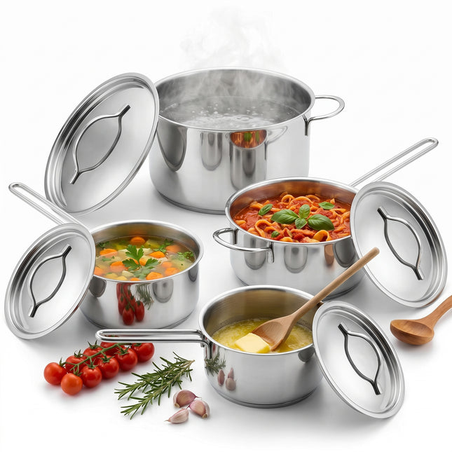 Cheqo® Pannenset 7-Delig RVS - Hero