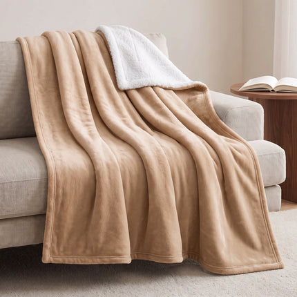 infographic-1-life: Ceruzo sherpa fleece deken 150x200 cm beige