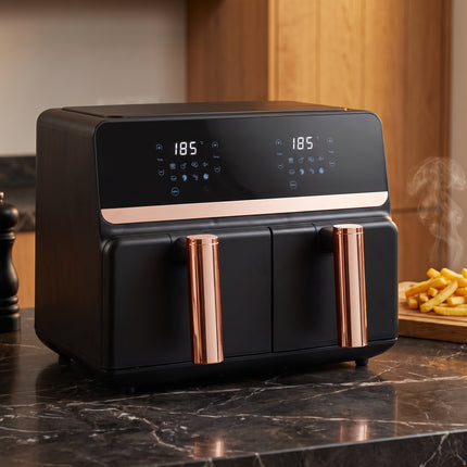 infographic-1-life: Dual airfryer 9 liter rose gold