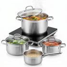 Cheqo® Pannenset Set van 7 - RVS - Kookpan met Steelpan en Glazen Deksel - Inductie - Alle Warmtebronnen - Gas - Elektrisch - Keramisch - PFAS Vrij - Kookpannen Set - Roestvrij Staal - Vaatwasserbestendig - Hero