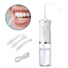 infographic-1-wit: Cheqo waterflosser monddouche elektrisch draadloos oplaadbaar flosapparaat