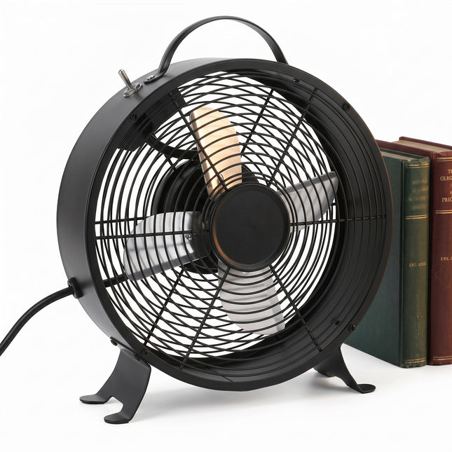 Cheqo® Tafelventilator Zwart Retro 26 cm - Hero