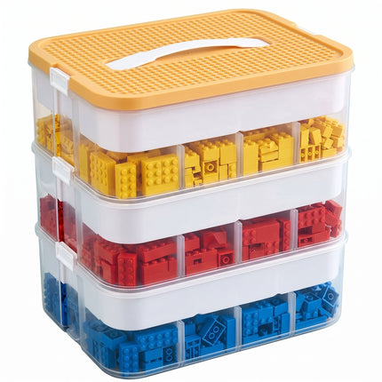 Cheqo® Opbergbox Bouwstenen Stapelbaar 3 Lagen - Hero