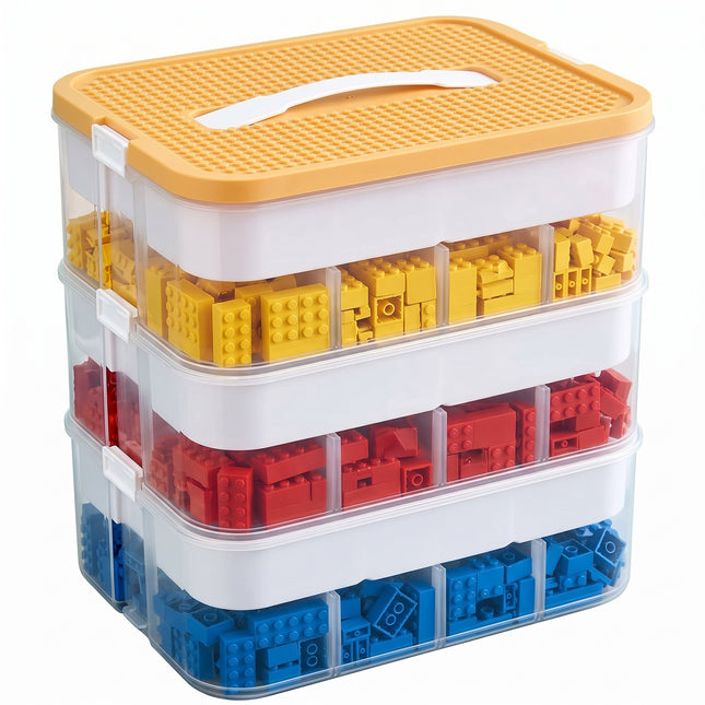 Cheqo® Opbergbox Bouwstenen Stapelbaar 3 Lagen - Hero