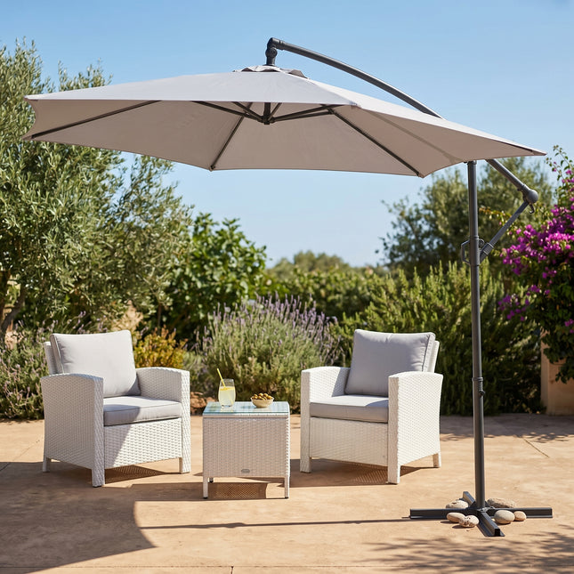 Cheqo® Zweefparasol 300 cm Grijs - Hero