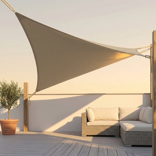 Cheqo® Schaduwdoek Driehoek - Zand Beige - Hero