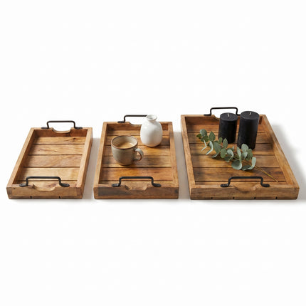 Cheqo® Dienblad Mangohout Set van 3 - Hero