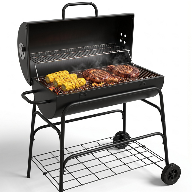 Cheqo® Houtskoolbarbecue Cilinder BBQ op Wielen - Hero