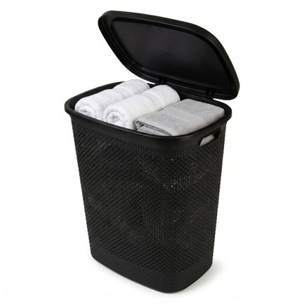 Cheqo Wasmand met Deksel 60L Zwart - Hero