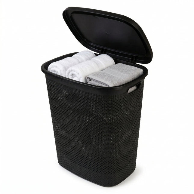 Cheqo Wasmand met Deksel 60L Zwart - Hero