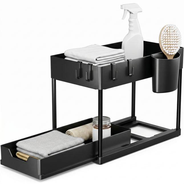 Cheqo Onder de Gootsteen Organizer 2-Laags Zwart - Hero