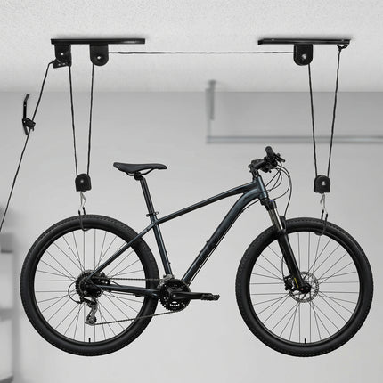 Cheqo® Fietslift - Fiets Ophangsysteem voor Plafond - Fietstakel - Garage - Fietshaak - Katrol - Plafondlift - Ophanghaken - Ruimtebesparend - Berging - Fiets Ophangen - Valbeveiliging - Plafondmontage - Universeel - Fietshanger - Schuur
