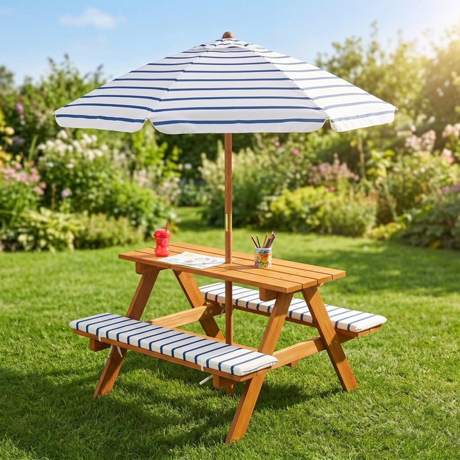 Cheqo® Picknicktafel voor Kinderen met Parasol - Hero