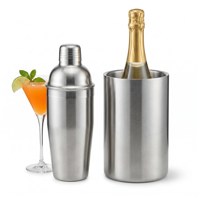 Cheqo® Cocktailshaker Set van 2 - Wijnkoeler en Cocktail Set - Hero