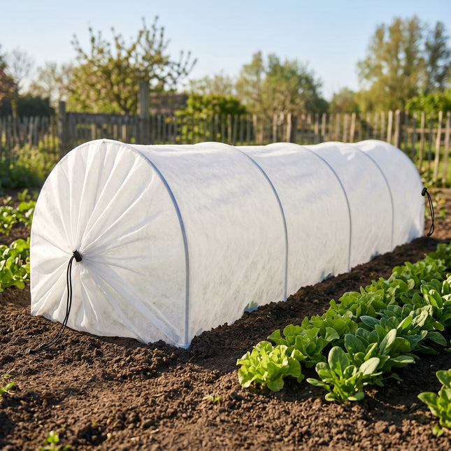 Cheqo® Kweektunnel Fleece - Plantentunnel - Tuintunnel - Groeitunnel met Bogen - Vliesdoek voor Moestuin - Plantbeschermingstunnel - Vorstbescherming - Winterbescherming - Gewasbescherming - Tunnelkas - Kweekkas Tunnel voor Tuin - Hero