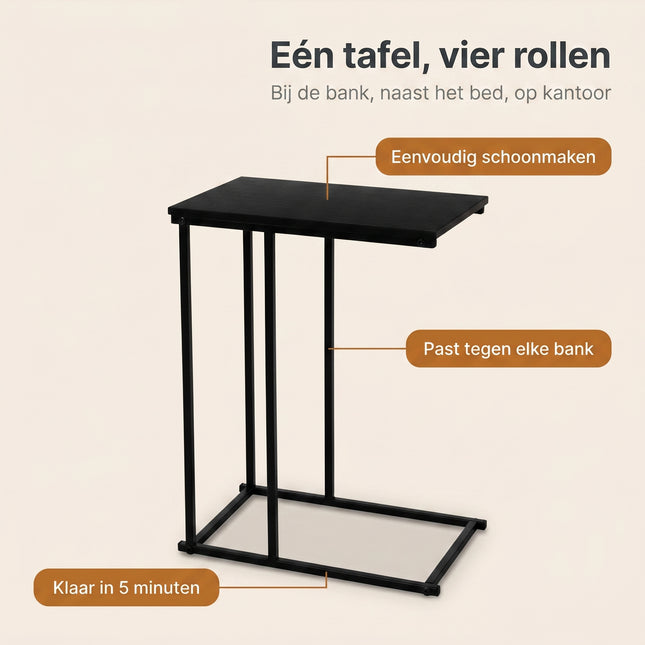 Cheqo® Bijzettafel C-vorm Zwart - Benefit Map