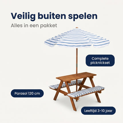Cheqo® Picknicktafel voor Kinderen met Parasol - Benefit Map