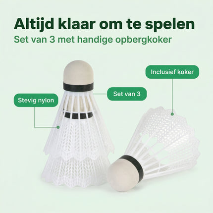 Cheqo® Badminton Shuttles in Koker Set van 3 - Benefit Map