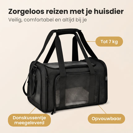 Cheqo® Draagtas Hond en Kat Zwart - Benefit Map