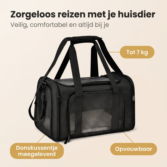 Cheqo® Draagtas Hond en Kat Zwart - Benefit Map