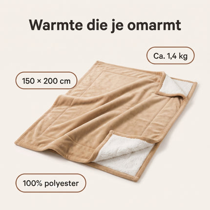 infographic-2: Ceruzo sherpa fleece deken 150x200 cm beige