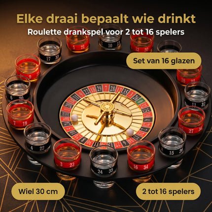 Cheqo® Roulette Drankspel Set van 16 - Benefit Map
