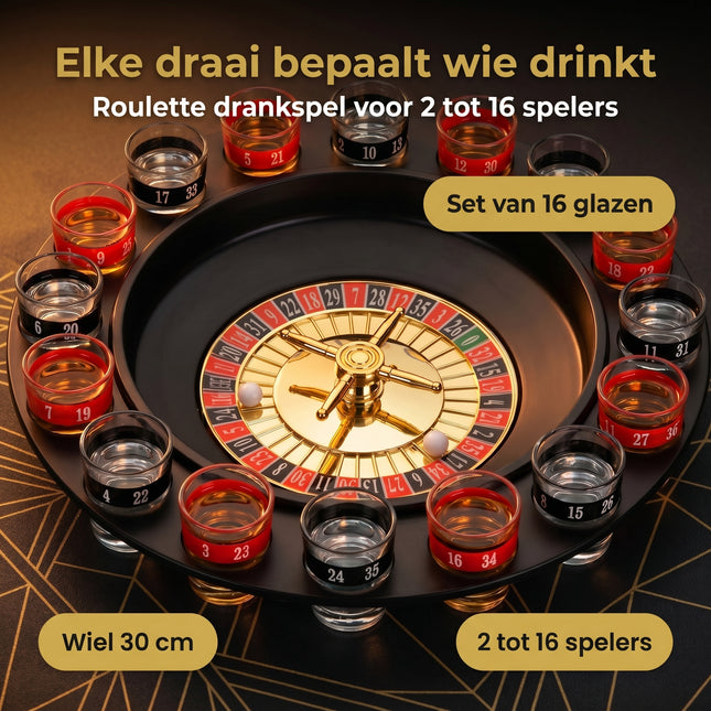Cheqo® Roulette Drankspel Set van 16 - Benefit Map