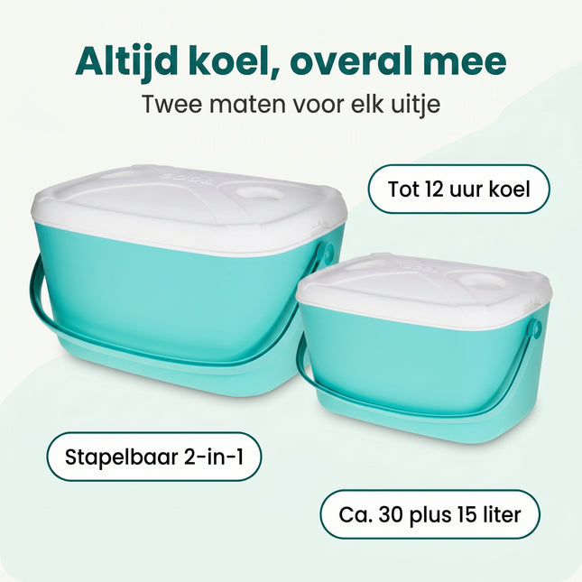 Cheqo® Koelbox Set Groen 30 + 15 liter - Benefit Map