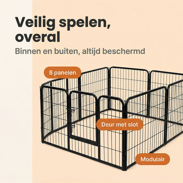 Cheqo® Hondenren 8 Panelen Zwart - Benefit Map