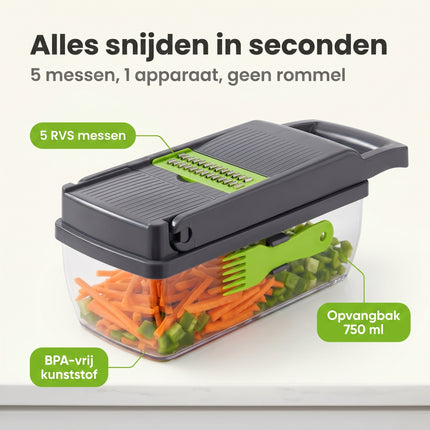 Cheqo® Groentesnijder Multifunctioneel met Opvangbak - Benefit Map