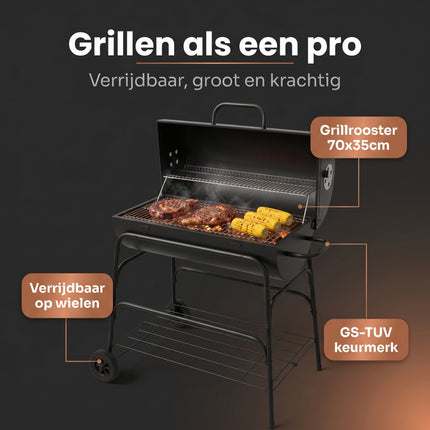 Cheqo® Houtskoolbarbecue Cilinder BBQ op Wielen - Benefit Map