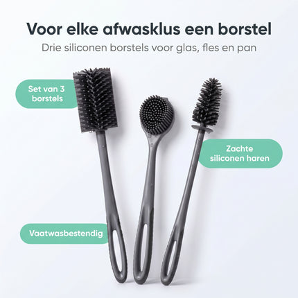 Cheqo Siliconen Afwasborstel Set van 3 - Benefit Map