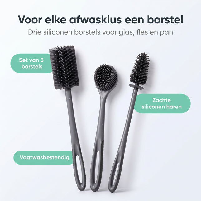 Cheqo Siliconen Afwasborstel Set van 3 - Benefit Map
