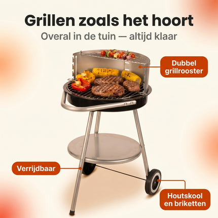 Cheqo® Houtskool Barbecue 47x77 cm Zwart/RVS - Benefit Map