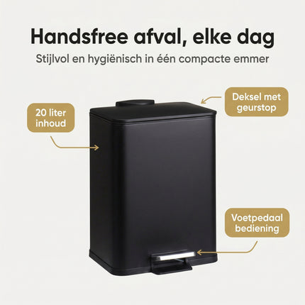 Cheqo® Pedaalemmer 20L Mat Zwart - Benefit Map