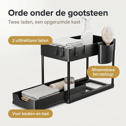 Cheqo Onder de Gootsteen Organizer 2-Laags Zwart - Benefit Map
