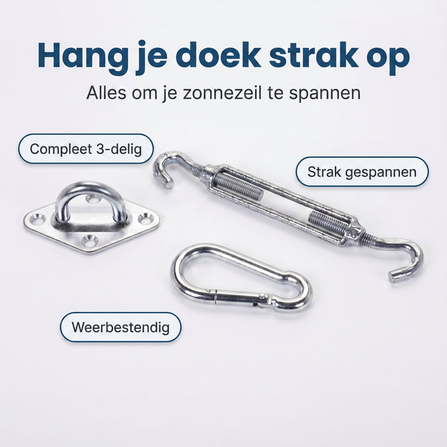 Cheqo Schaduwdoek Bevestigingsset Set van 3 - Benefit Map